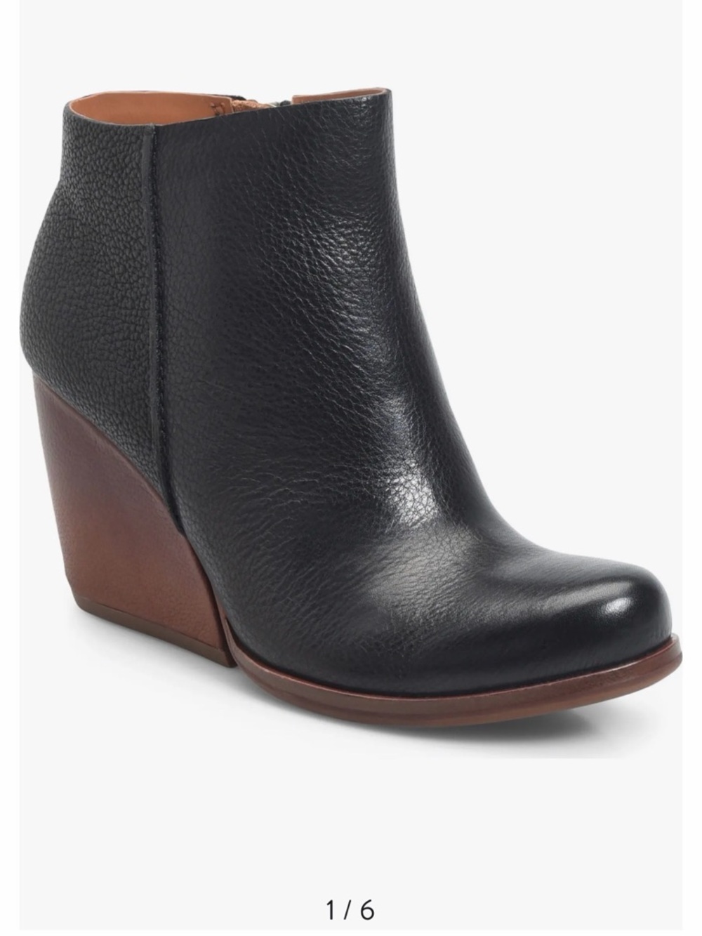 Kork ease Natalya black leather round toe ankle wedge boot 9